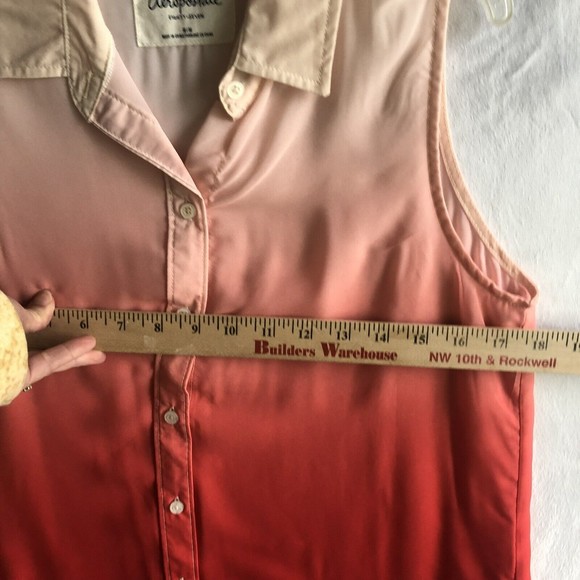 Aeropostale Eighty-Seven Ombre Red & White Sleeveless Button-Up Blouse Size M - Picture 6 of 6